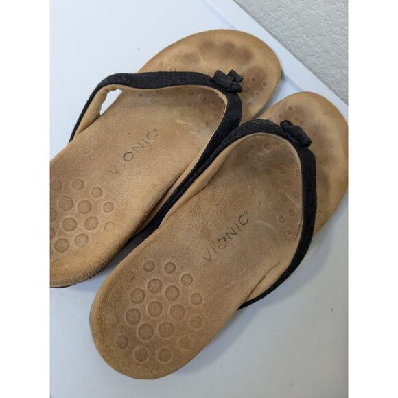 Vionic Mattie Supportive Slip Resistant Flip Flops Black Tan Womens Size 9.5 - Picture 5 of 8